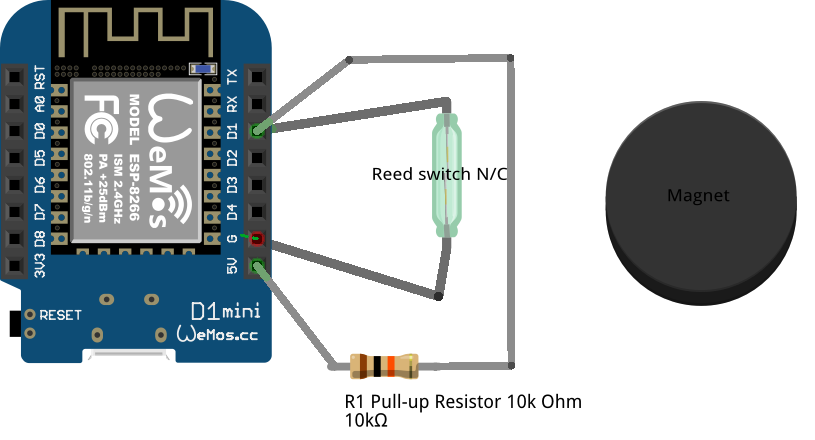 Schematic, D1-Mini/Reed Switch